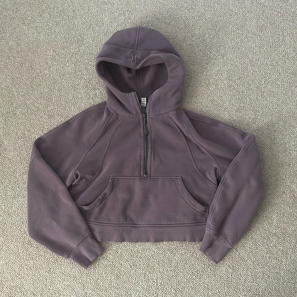 Scuba Half-Zip Hoodie, Color: light purple-grey, Size: XS/S